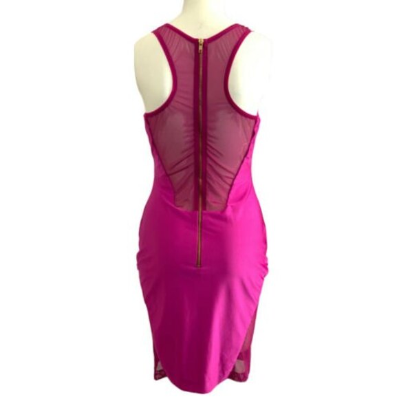 Dress the Population Mini Dress Pink Illusion Mesh Inserts L - Picture 2 of 10